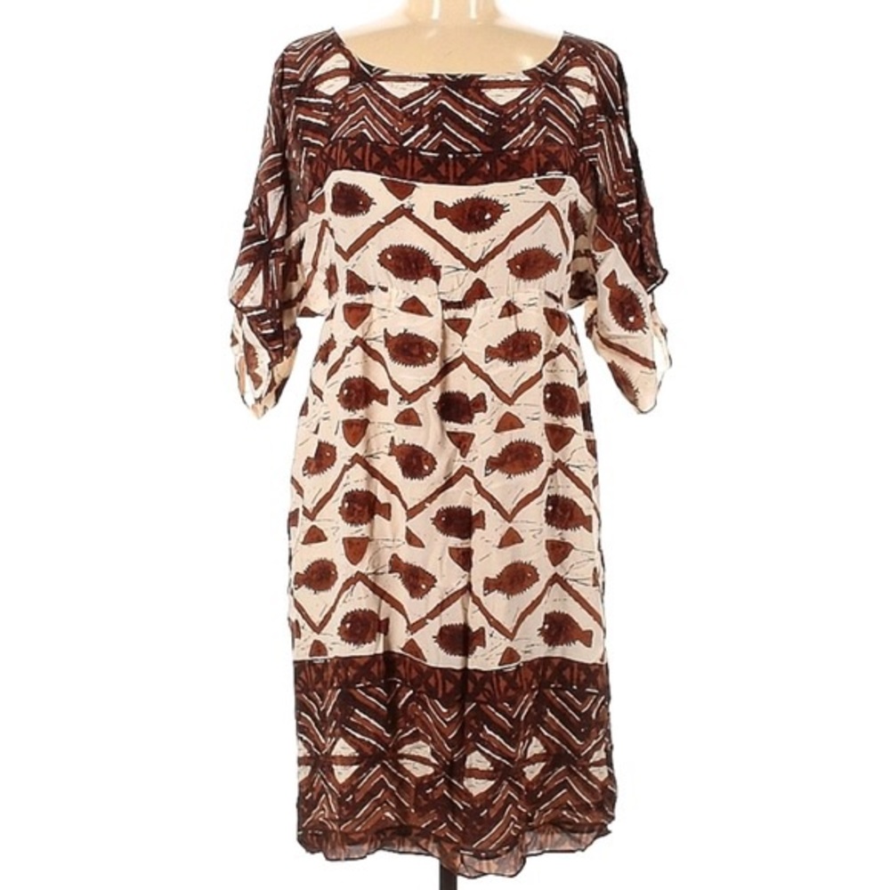Anna Sui for Anthropologie silk dress size 8 brown